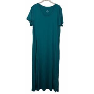 cuddl duds flexwear short-sleeve maxi dress Cuddl Duds Women's Flexwear Petite Short-Sleeve Maxi Dress Solid Black PM  Size